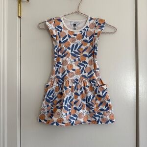 Tea Collection Flutter Sleeve Pocket Dress in Mediterranean Citrus Print Size 4